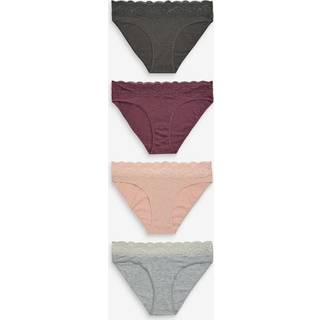 Next Grey Marl/Pink/Plum High Leg Lace Knickers 4 Pack