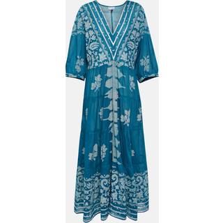 Juliet Dunn Dhaka printed cotton midi dress - blue - XS