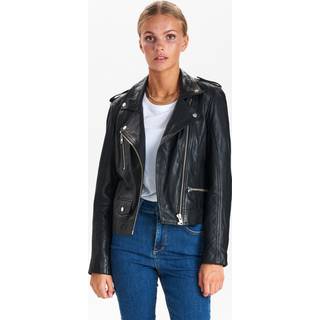 NÜMPH - Nuzandras Leather Jacket-noos - Caviar - 44 - Sort - Jackets & Coats