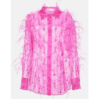 Valentino Embroidered silk organza blouse - pink - XS