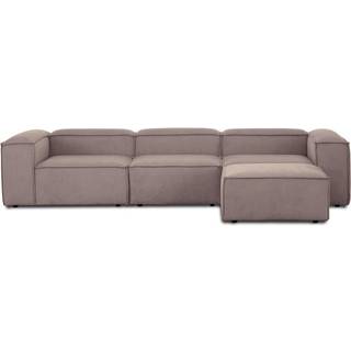 Modulær sofa Lennon (4-personers) i riflet fløjl med puf (venstre/højre)