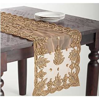 Fennco Styles Lakshmi Collection Elegant Hand Beaded Table Runner 16 x 72 tommer - Vintage borddækning til boligindretningsbanketter og specielle