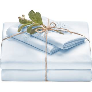 Chanasya Premium Soft Sky Blue King Bed Sabs Set 4 -Piece - Percale Microfiber - Monteret Sheet Flat Sheet and Pillow Cases - Deep Pocket Breatha