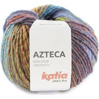Katia Azteca 82 Rubinrød-bladgrøn-blå lilla Indhold: 53% uld, 47% akryl Vægt/længde:100 g = 180 meter Anbefalede pinde: 5-5.5mm Strikkefasthed:10 cm x 10 cm = 17 m x 23 r Vask: Finvask 30º / Tåler ikke tørretumbling.