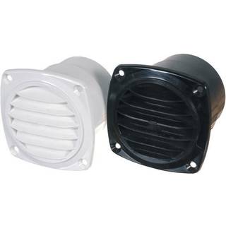 Ventilationsgitre, plast, med slangstuds 3" (76 mm), hvid