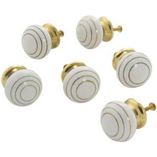 Dritz Home 47030A Keramisk guldringknap hvid (6-delt)