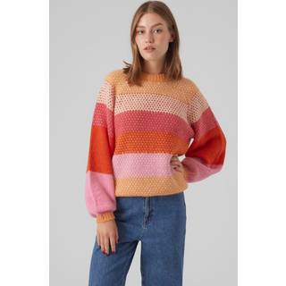 VERO MODA dame strik VMCRUZ - Tangerine W BIRCH/FUCHSIA PURPLE/TANGERINE TANGO/S - S