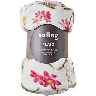 Salling plaid i fleece - blomster (På lager i varehus)