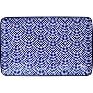 Tokyo Design Nippon Blue Sushi Plate 13,5x21 Cm Dots - Middagstallerkner Porcelæn Blå - 15606