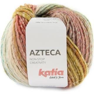Katia Azteca 80 Brun-blågrøn Indhold: 53% uld, 47% akryl Vægt/længde:100 g = 180 meter Anbefalede pinde: 5-5.5mm Strikkefasthed:10 cm x 10 cm = 17 m x 23 r Vask: Finvask 30º / Tåler ikke tørretumbling.