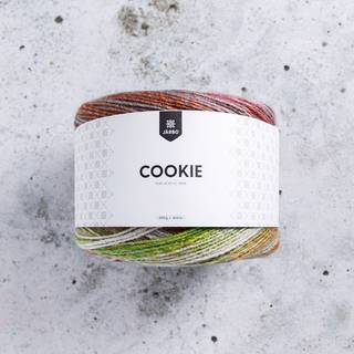 Järbo Cookie 200g 46224 Palette Indhold: 100% akryl Vægt/længde: 200 gram = ca. 600 meter Anbefalede pinde: 5.00 mm Strikkefasthed: 10 x 10 cm = 19 m x 27 p Anbefalet hæklenål: 5.00 mm Hæklefasthed: 10 x 10 cm = 15 fm x 18 r Vask: Maskinvask, max 40°C / Tørres fladt / Brug ikke skyllemiddel.
