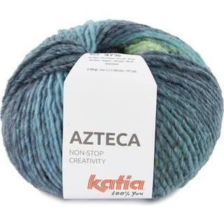 Katia Azteca 86 Blågrøn-grøn Indhold: 53% uld, 47% akryl Vægt/længde:100 g = 180 meter Anbefalede pinde: 5-5.5mm Strikkefasthed:10 cm x 10 cm = 17 m x 23 r Vask: Finvask 30º / Tåler ikke tørretumbling.