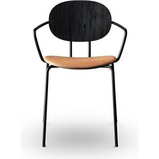 Sibast Furniture Piet Hein Spisebordsstol Sort med Armlæn Sort Egetræ og Cognac Læder
