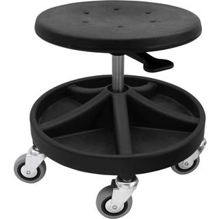 DIESELLA Montørstol/Taburet med sæde i PU-skum, fodkryds med 5 rum, 5xØ75 hjul og højde 470-650 mm (SORT)