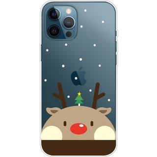 iPhone 14 Pro Fleksibel Plastik Jule Bagside Cover - Rensdyr med Juletræ