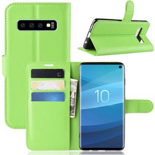 Samsung Galaxy S10 litchi skin læder flip etui - Grøn