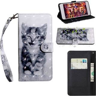 Samsung Galaxy S10 lysspot decorations læder flip etui - Kat