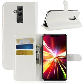 Huawei Mate 20 Lite mobiletui i kunstlæder med Litchi struktur og kortlommer - Hvid