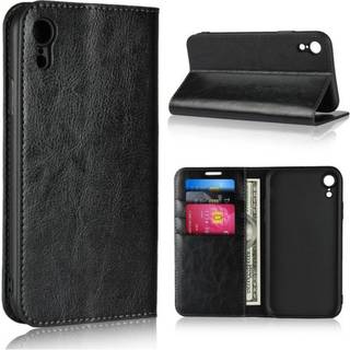 Crazy Horse iPhone Xr flip cover i ægte læder - Sort