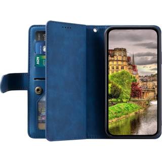 iPhone 14 Læder Flip Cover m. Pung & Magnetlås - Blå