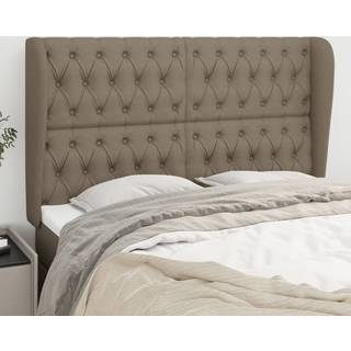 Sengegavl Med Kanter Stof Gråbrun - 147 x 23 x 118/128 cm