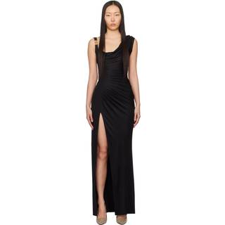 Versace Medusa &#39;95 draped jersey and crÃªpe gown - black - S