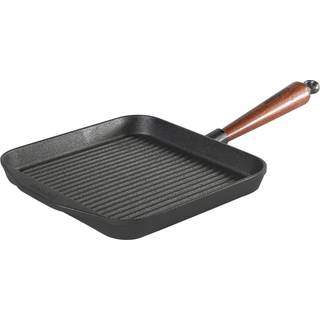 Skeppshult Traditional Grillpfanne 25x25 cm - Gusseisen mit Buchenholzgriff - Braun,Schwarz