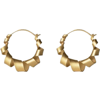 Jane Kønig - Small Curly Hoop i mat forgyldt