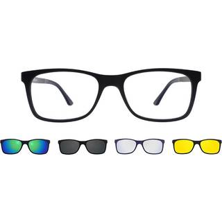 SmartBuy Collection Cyan With Clip-On Four Set U-0221 M04 53 Briller Mænd Black - Dark Blue - 53mm