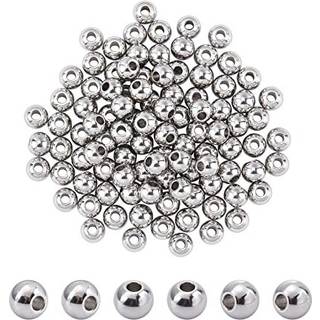 NBEADS 100 PCS 6mm Metalafstandsperler Solid 304 Rustfrit st?l Rondeelle Perler Metal L?s perler til DIY armb?ndsmykker