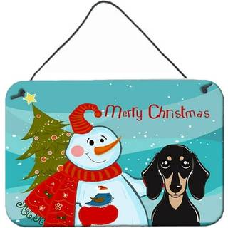 """" Caroline's Treasures Snowman med glat sort og solbrun dachshund væg eller dør hængende prints BB1835DS812 8HX12W """"