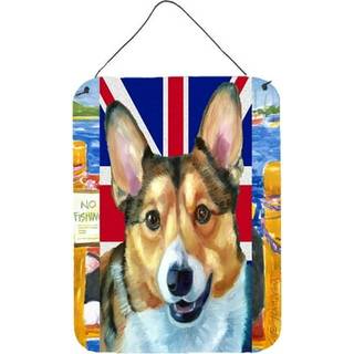 """" Caroline's Treasures LH9602DS1216 Corgi med den engelske Union Jack British Flag Wall eller Door Hanging Prints 16 X 12 """" ""Multicolor"" ""