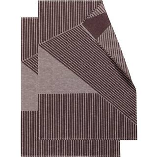 NJRD Stripes viskestykke 47x70 cm 2-pak Brun/Hvid