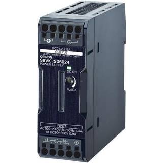 OMRON Bogtype strømforsyning, 60 W, 24VDC, 2.5A, DIN-skinne montage, push-in terminal, Coated S8VK-S06024