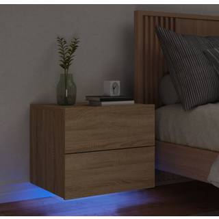 Væghængt Sengebord Med Led-Lys - 1 / Sonoma-eg