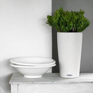 Lechuza Cilindro Color udendørs krukke til blomster med selvvandingssystem Hvid Ø23 x H41 cm
