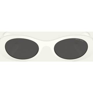 Miu Miu Kvinde MU 06ZS 1425S0 Solbriller Acetat Hvid Grå Rund Normal