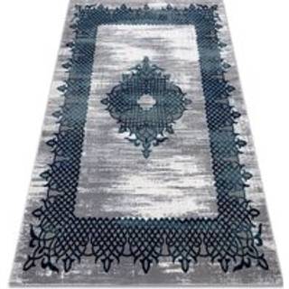 Tæppe CORE W9797 Ramme, Rosette - strukturelt, to niveauer af fleece, blå / grå 140x190 cm