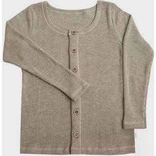 Cardigan til kvinder i brun ribbet uld