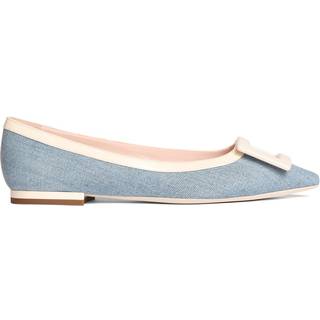 Roger Vivier Leather-trimmed denim ballet flats - blue - EU 36