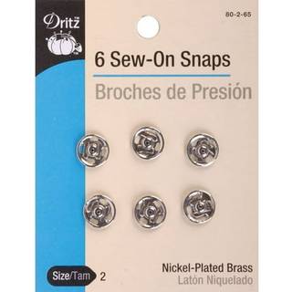 Dritz 80-2-65 SEW-ON SNAPS NICKEL ST?RRELSE 2 6-COUNT