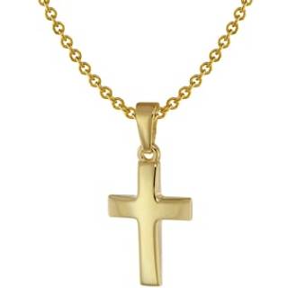 trendor 75692 Kreuz Anhänger für Kinder Gold 333 + Halskette Silber vergoldet