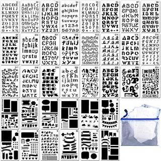 Augshy 36pcs Journal Stencils indstillet til stiplede tidsskrifter 4x7 tommer planl?gger brev stencils til bullet journalf?ring og notebook dagbo