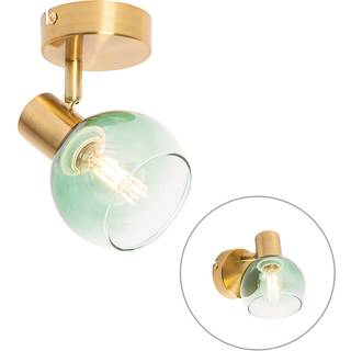 Art Deco spotlight guld med grønt glas - Vidro