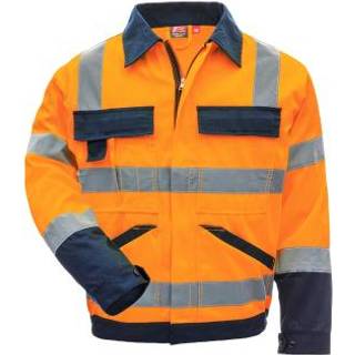 Nitras 7573  MOTION TEX VIZ Orange arbejdsjakke bomuld polyester  280 g/kvm, åndbart og letvægt materiale, høj slid komfort, justerbare manchetter med knapper,