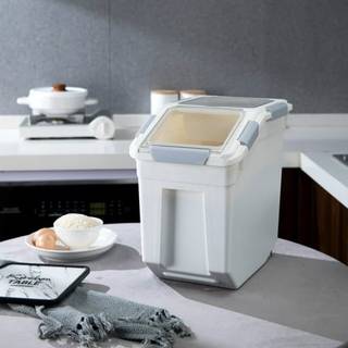 Hanamya 15 liter / 30 lbs Risopbevaringsbeholder med m?lekop BPA fri til ris | Korn | K?ledyrsfoder | Mel 2 t?ller hvidt