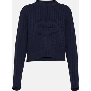 Prada Logo cotton cable-knit sweater - blue - XL