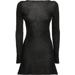 Tom Ford Chain-embellished raffia-effect minidress - black - L