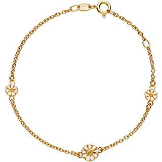 Lund Copenhagen Marguerit Armbånd med tre margueritter i forgyldt med hvid emalje