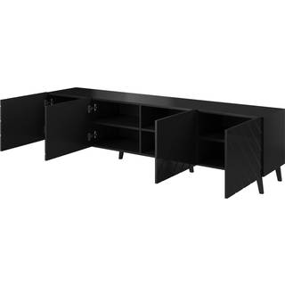 TV bord 200 ABETO mat Sort/ blank Sort